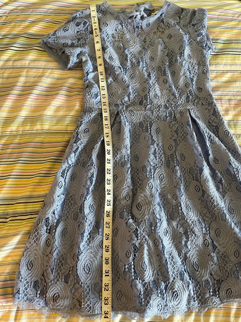 Francesca's Light Periwinkle Lace Overlay Dress L - Picture 6 of 7